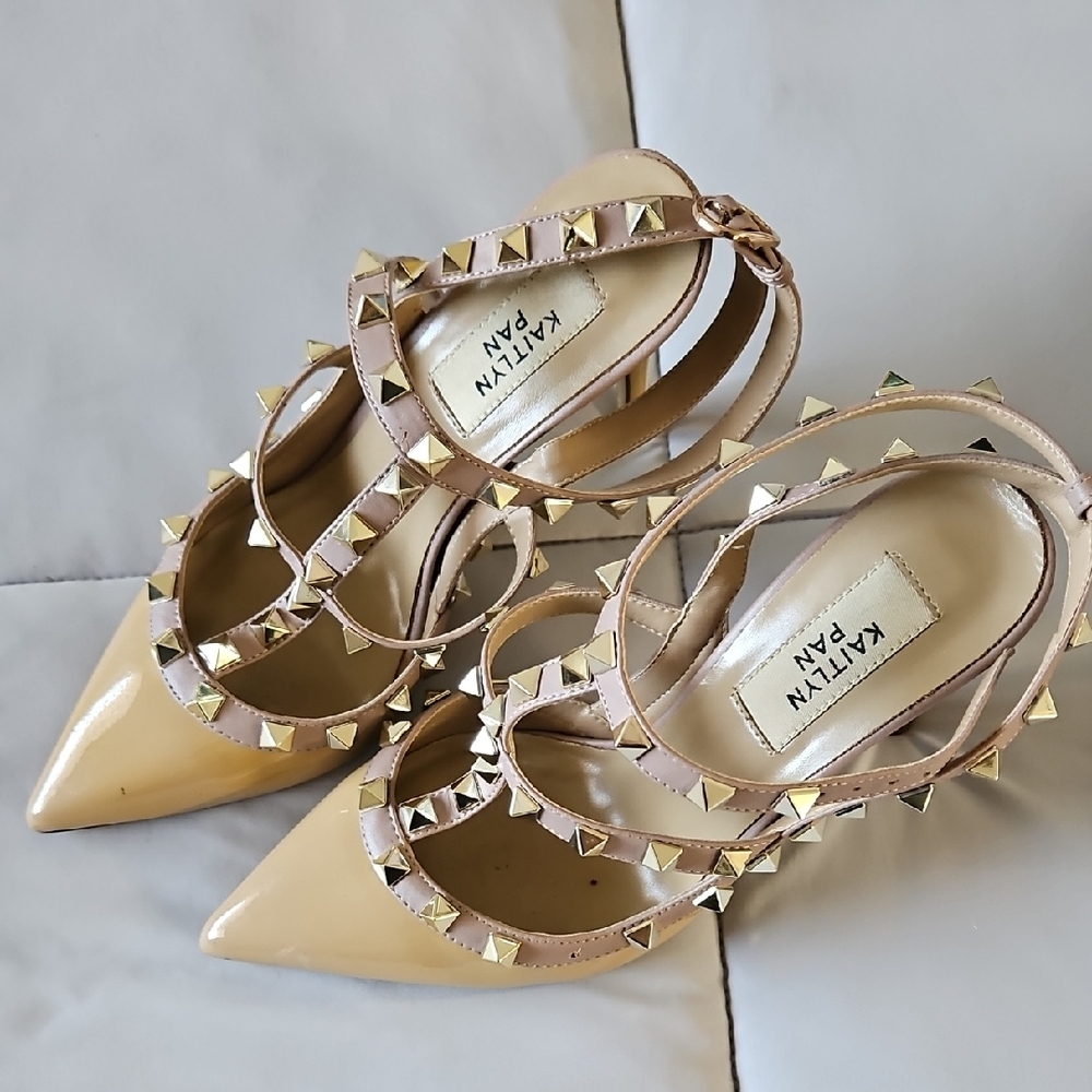 Kaitlyn Beige Studded Heels